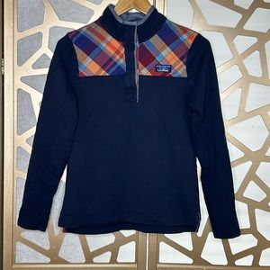 L.L.Bean Women's Soft Cotton Rugby, Flannel Trim Henley Top Shirt‎